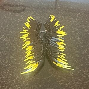 Mignonne Gavigan Black and Yellow Fringe Earrings